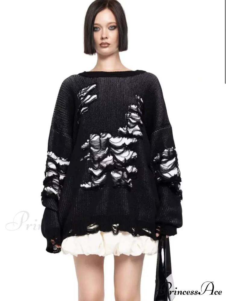 Multicolored Ripped Knit Pullover Jumper - Image 5