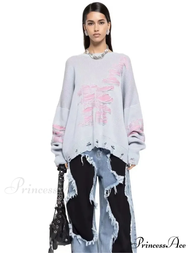 Multicolored Ripped Knit Pullover Jumper - Image 6