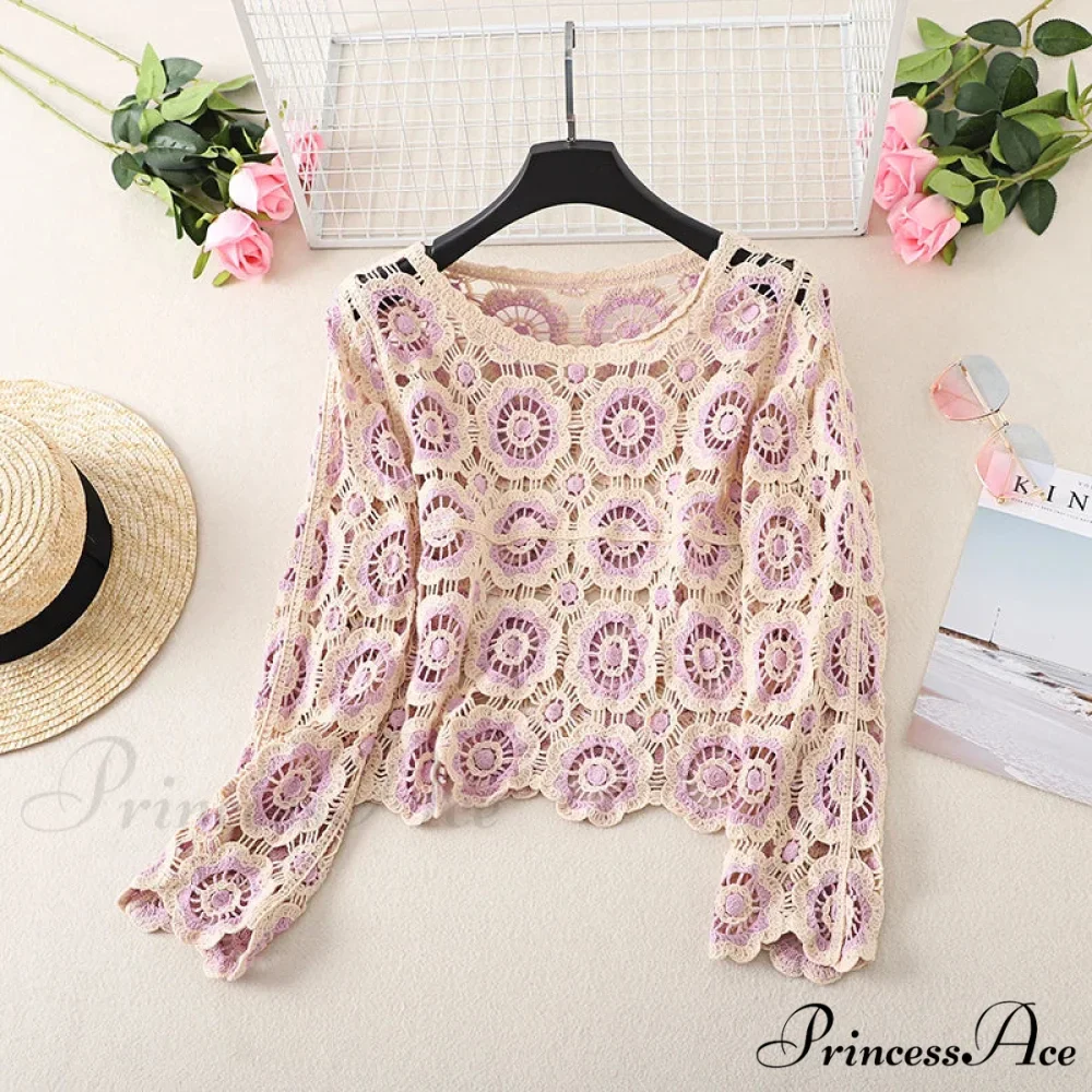 Multihued Y2K Baggy Crochet Knit Cardigan - Image 11