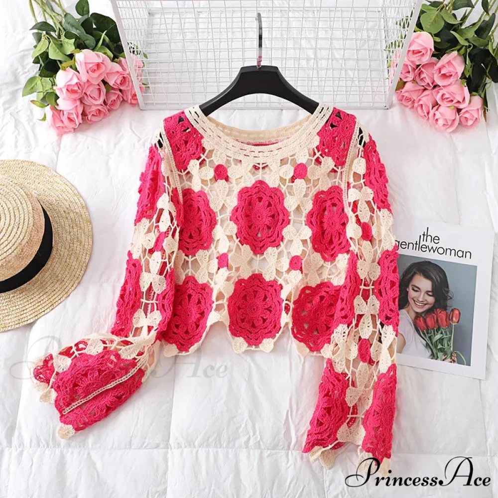 Multihued Y2K Baggy Crochet Knit Cardigan - Image 13