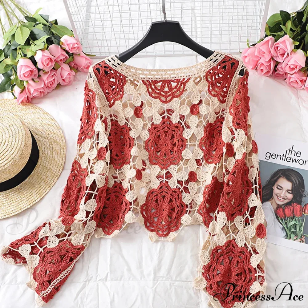 Multihued Y2K Baggy Crochet Knit Cardigan - Image 16