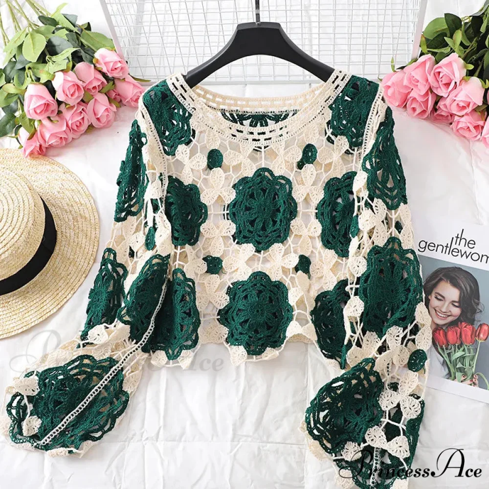 Multihued Y2K Baggy Crochet Knit Cardigan - Image 6