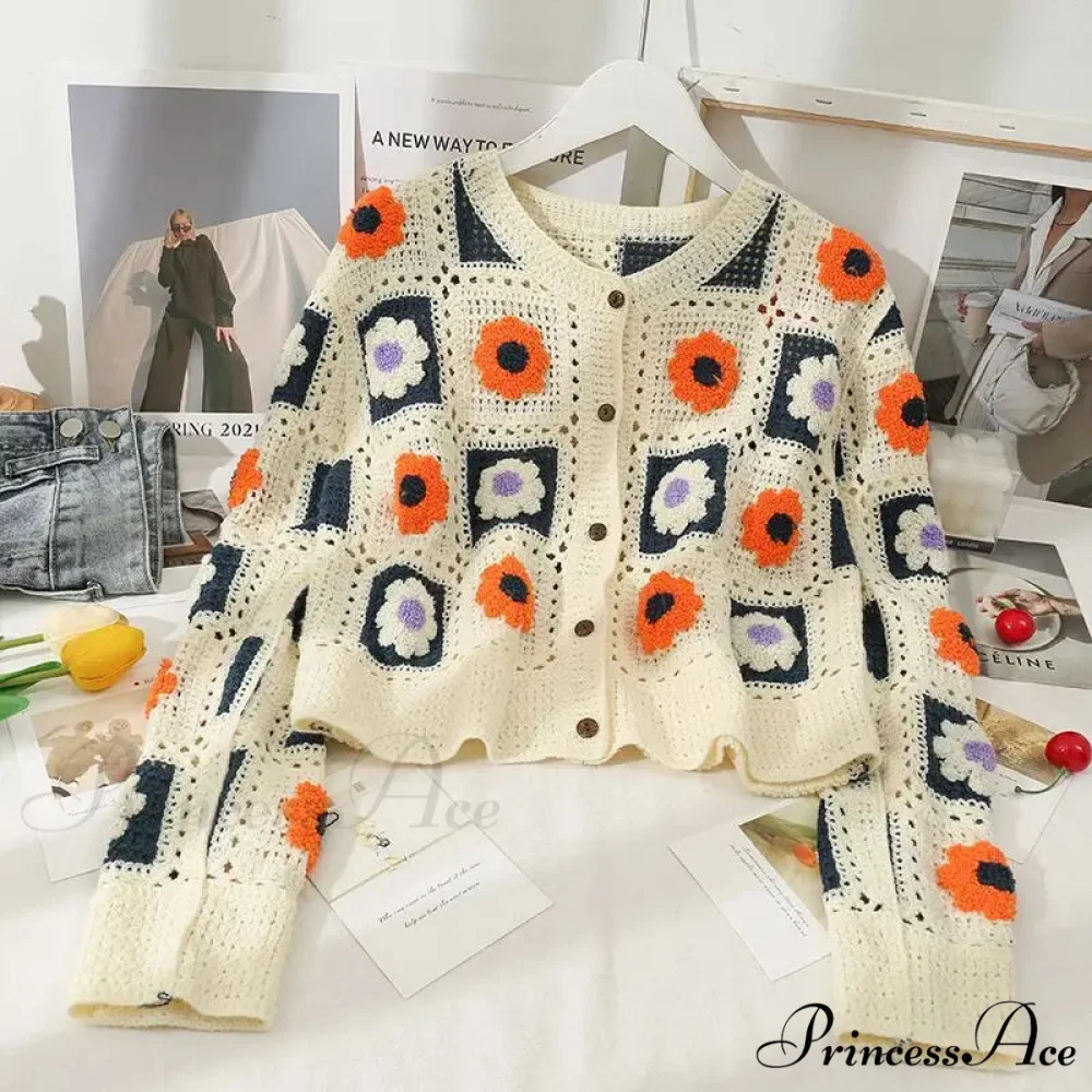 Multihued Y2K Baggy Crochet Knit Cardigan - Image 8