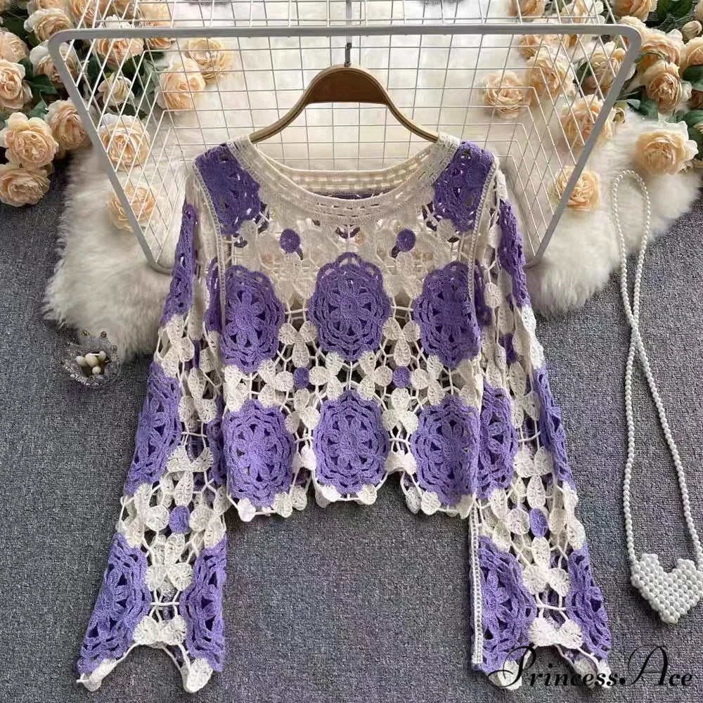 Multihued Y2K Baggy Crochet Knit Cardigan - Image 9