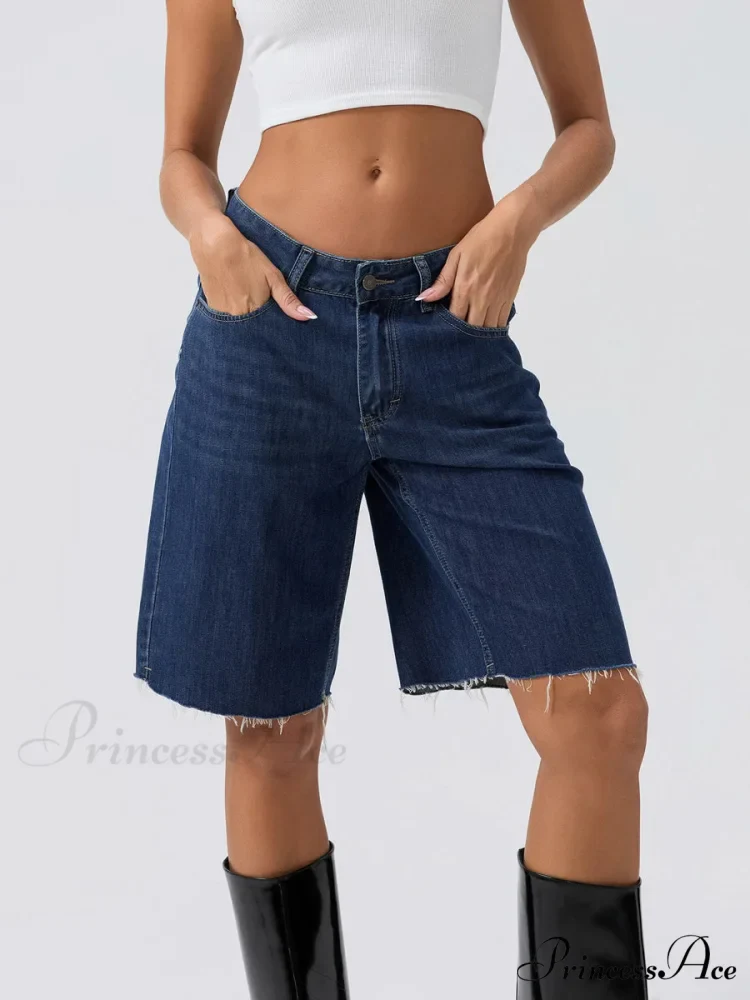 Navy Broad-Legged Denim Short - Image 3