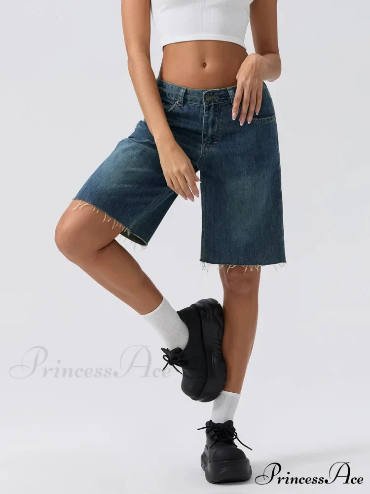 Navy Broad-Legged Denim Short - Image 5