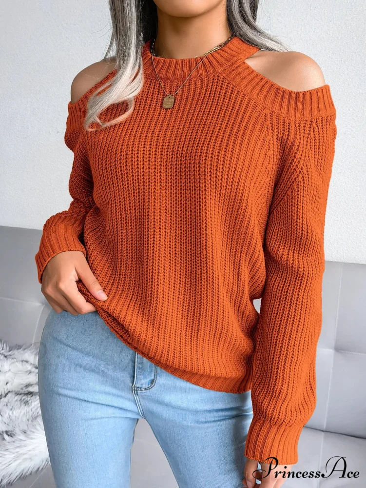 Neckline Off Shoulder Extended Sleeve Sweater - Image 5