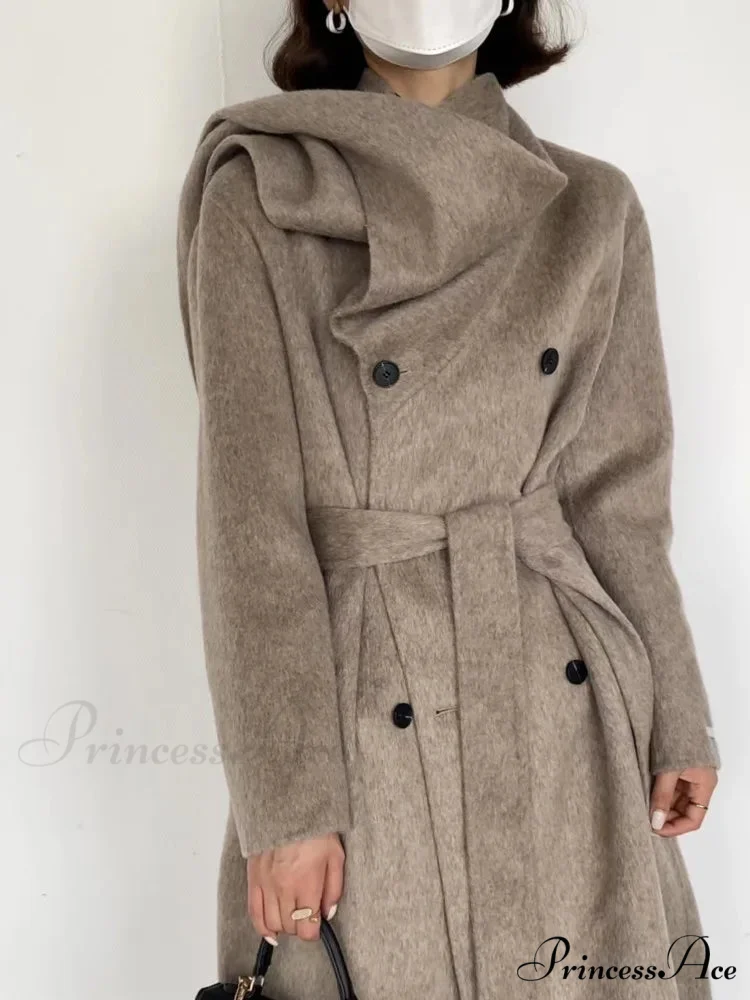 Neckwear Collar Dual-Buttoned Wool Overcoat - Image 2