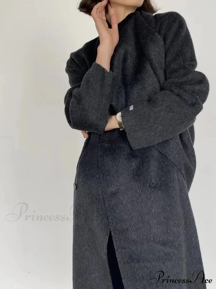 Neckwear Collar Dual-Buttoned Wool Overcoat - Image 3