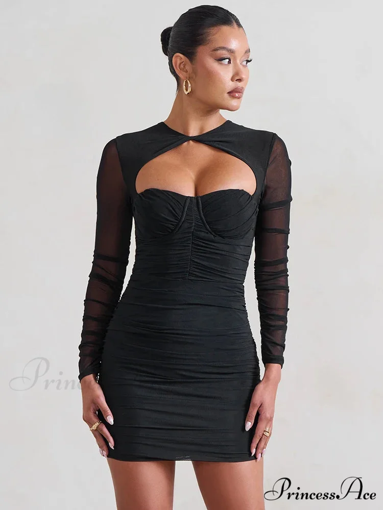 Net Flounced Envelop Short Dress - Image 3