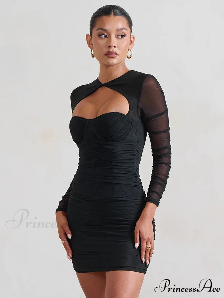 Net Flounced Envelop Short Dress - Image 4