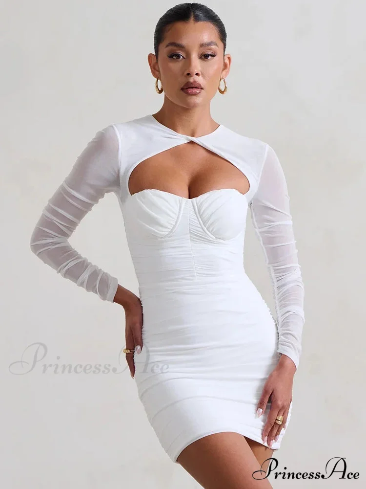 Net Flounced Envelop Short Dress - Image 5