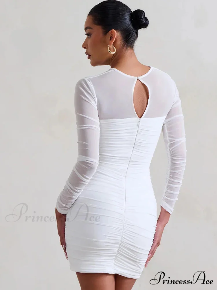 Net Flounced Envelop Short Dress - Image 6