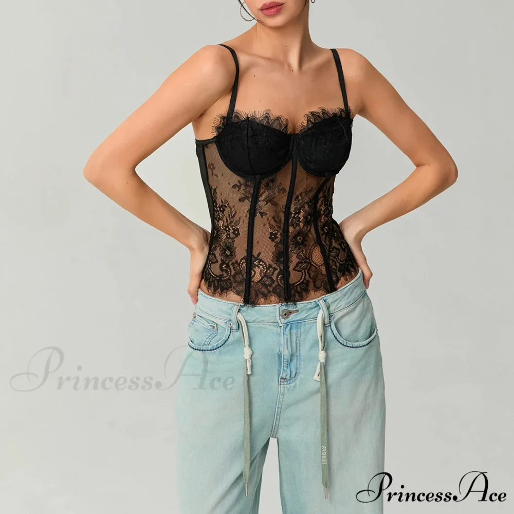 Net Lace Corset Crop Top - Image 2