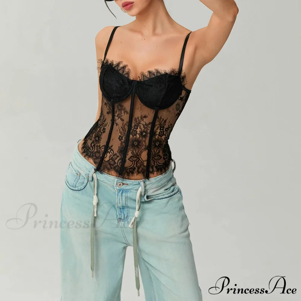 Net Lace Corset Crop Top - Image 3