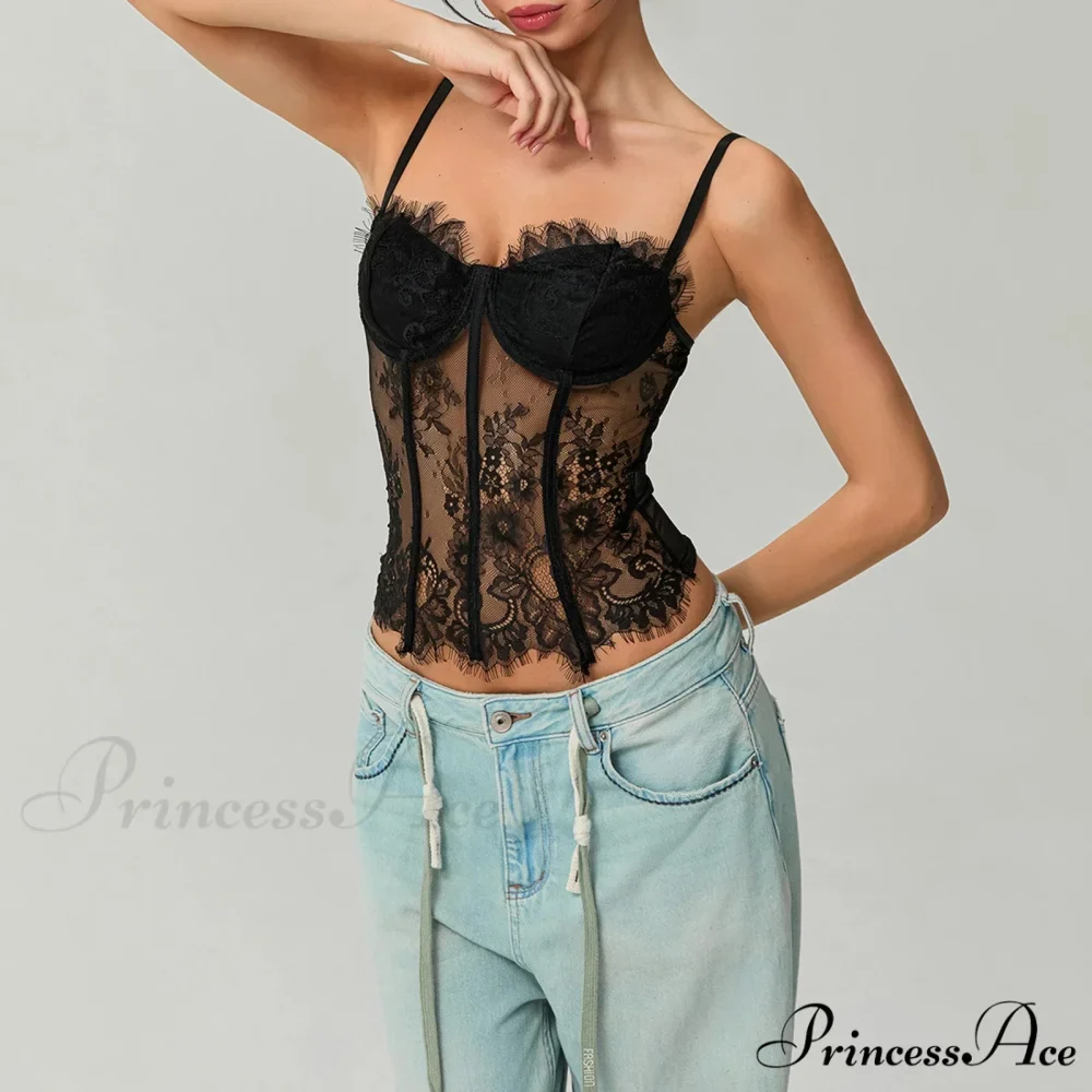 Net Lace Corset Crop Top - Image 4