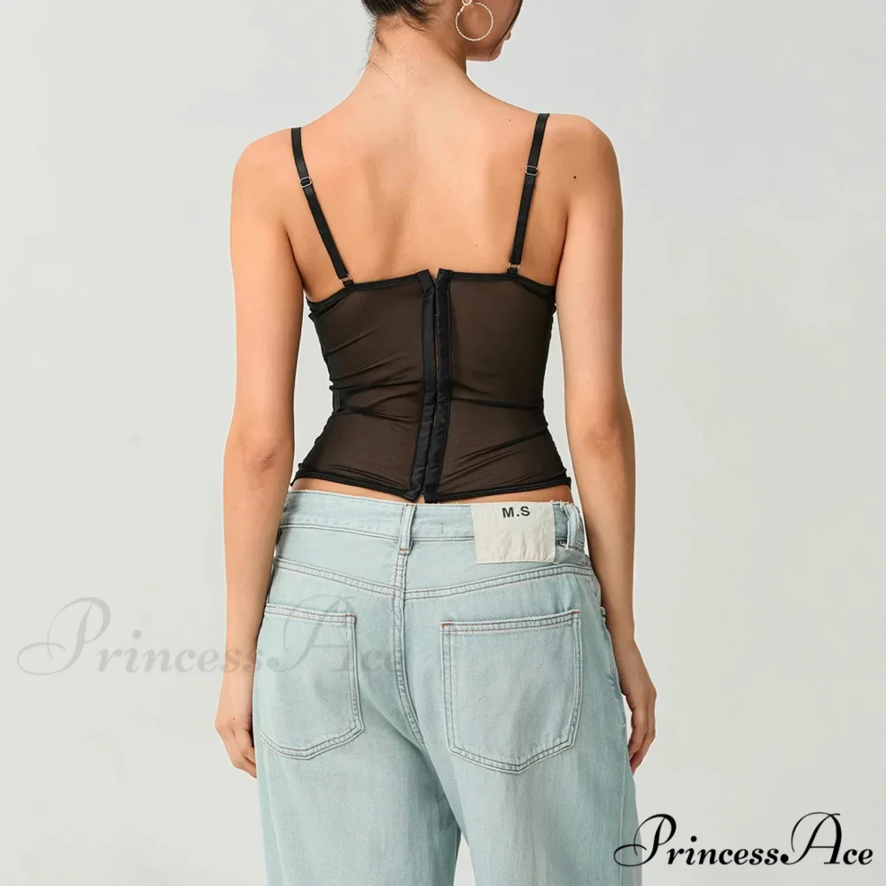 Net Lace Corset Crop Top - Image 5