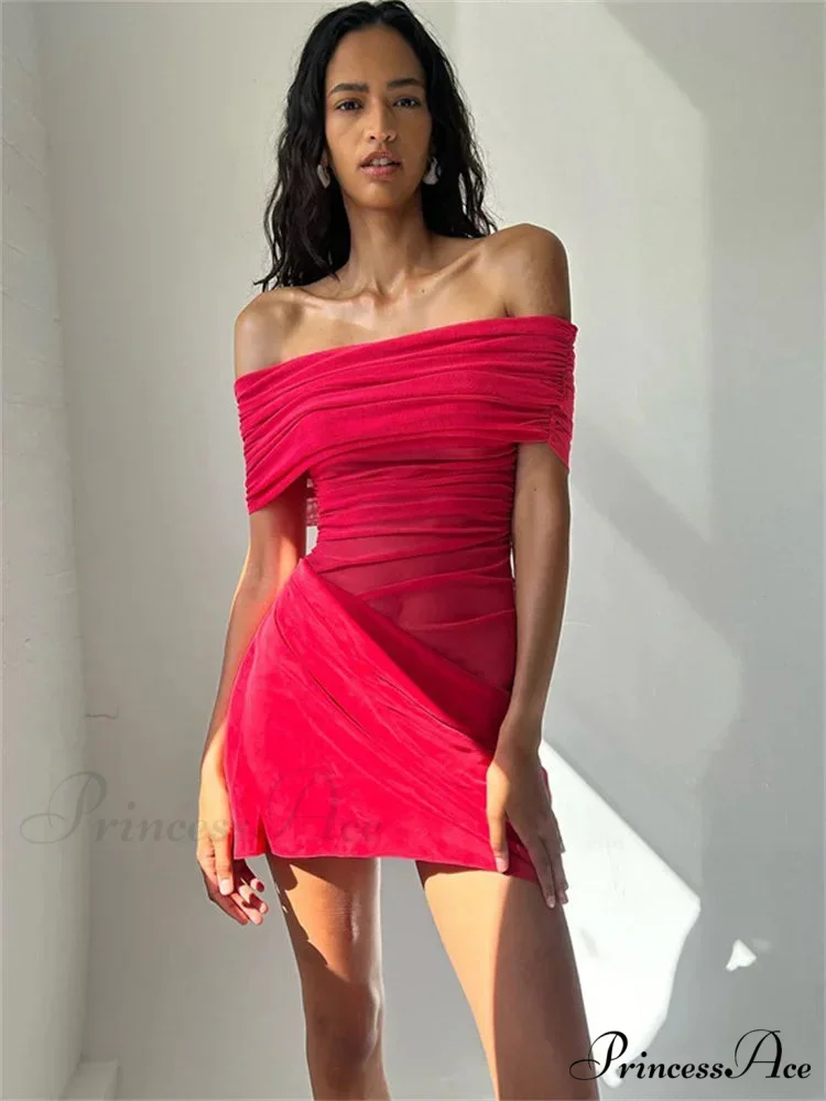 Net Patchwork Transparent Mini Dress - Image 4