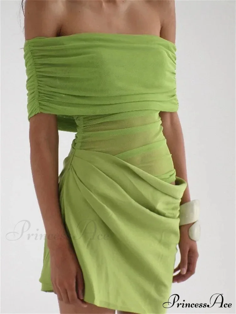 Net Patchwork Transparent Mini Dress - Image 7
