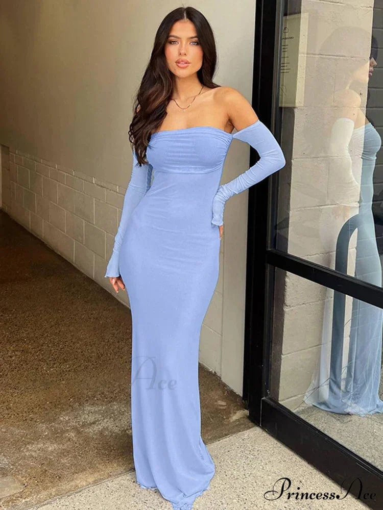 Net Slender Body-hugging Long Holiday Dress - Image 2