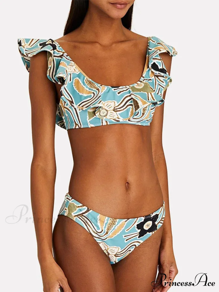 New Azure Floral Rear Strap Swimsuit Single Piece - Image 3