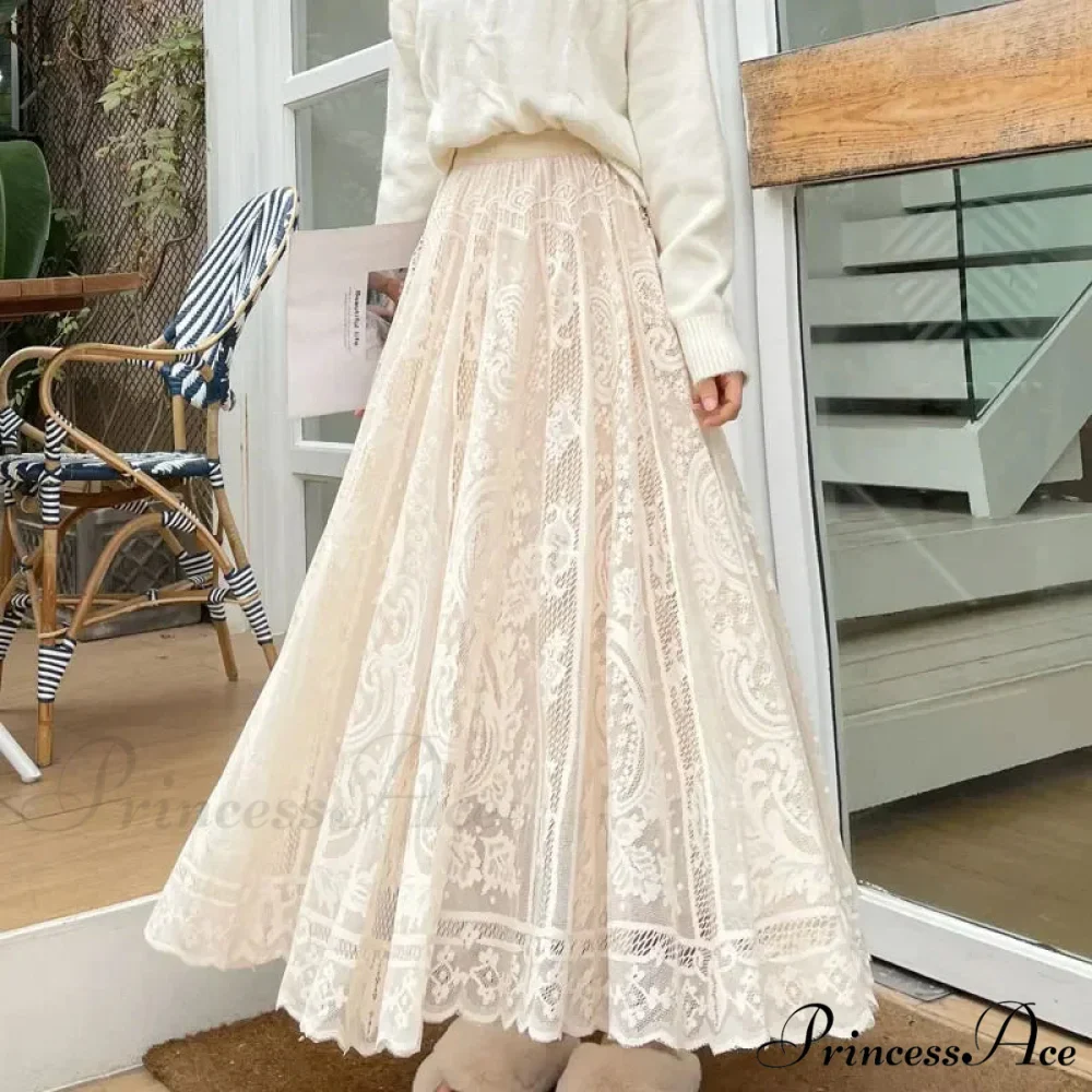New Summer Women Long Skirt Enchanted Castle Personalized Lace - Image 2
