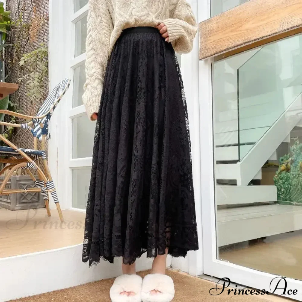 New Summer Women Long Skirt Enchanted Castle Personalized Lace - Image 3