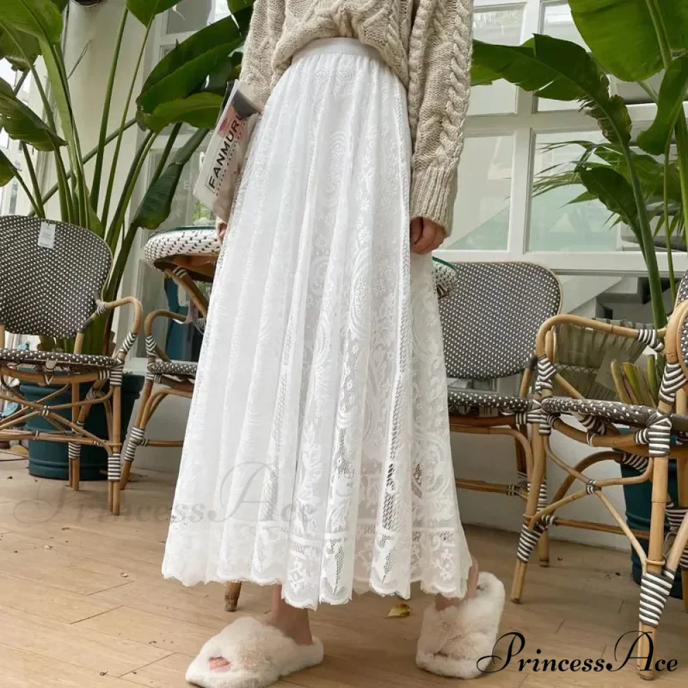 New Summer Women Long Skirt Enchanted Castle Personalized Lace - Image 4