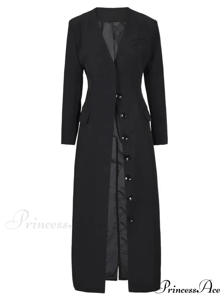 No Collar Single-Breasted Slim Overcoat
Modified Output: No Collar Single-Buttoned Sleek Overcoat - Image 3