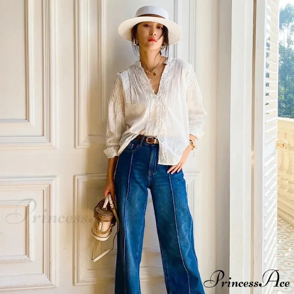 Nomadic Bohemian Floral Stitched Lace Extended Sleeve Blouse - Image 4