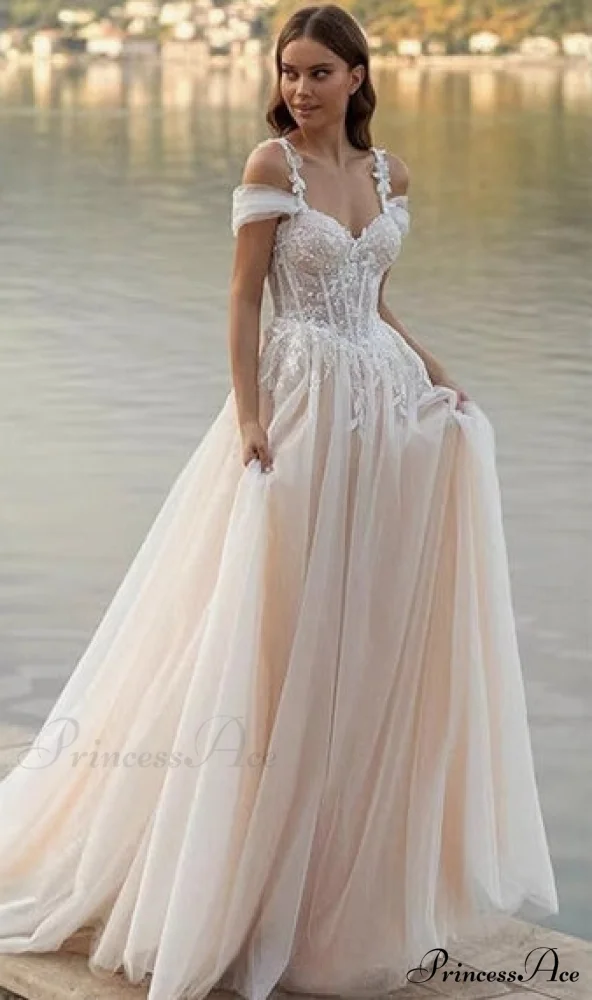 Off-Shoulder A-Line Transparent Bridal Gown - Image 2