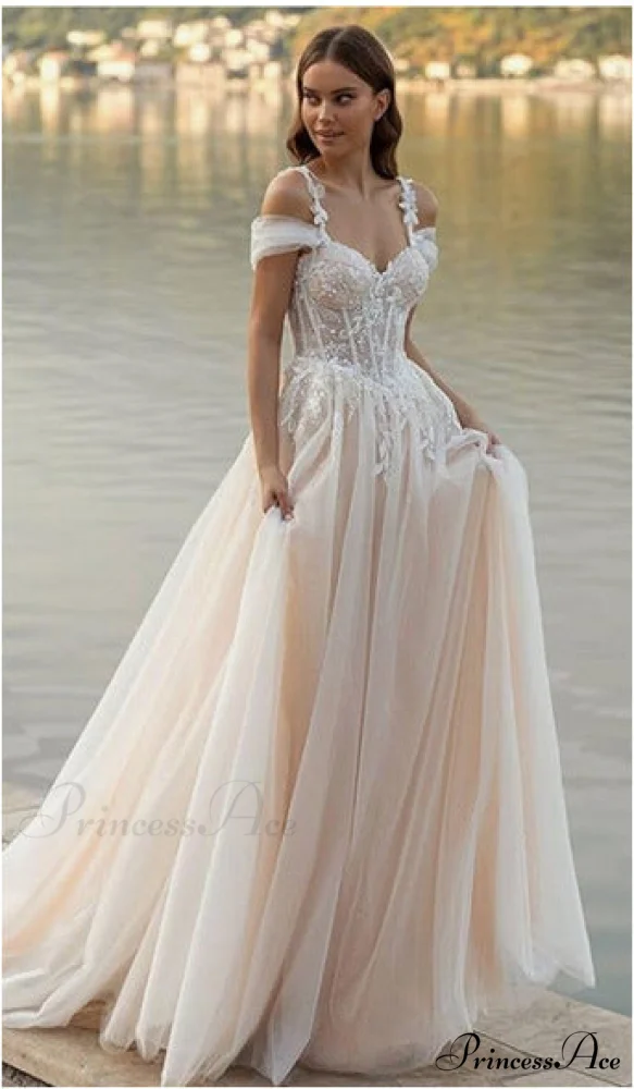 Off-Shoulder A-Line Transparent Bridal Gown - Image 3