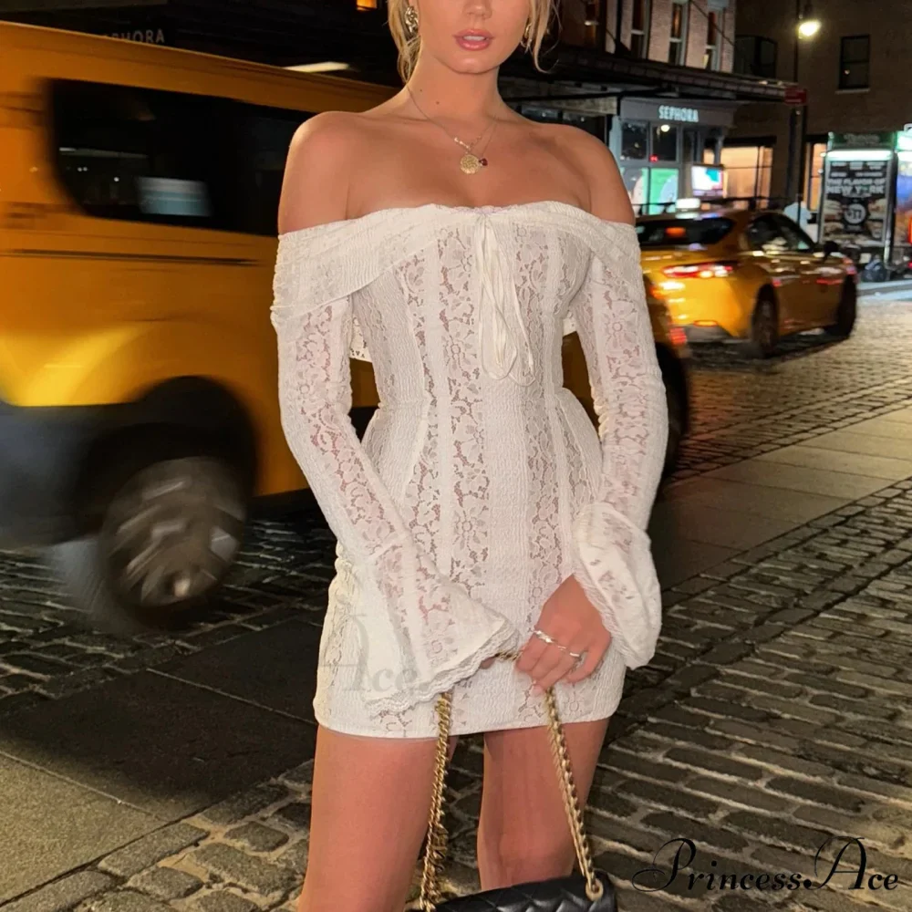 Off-Shoulder Bow Gathered Mini Dress - Image 2