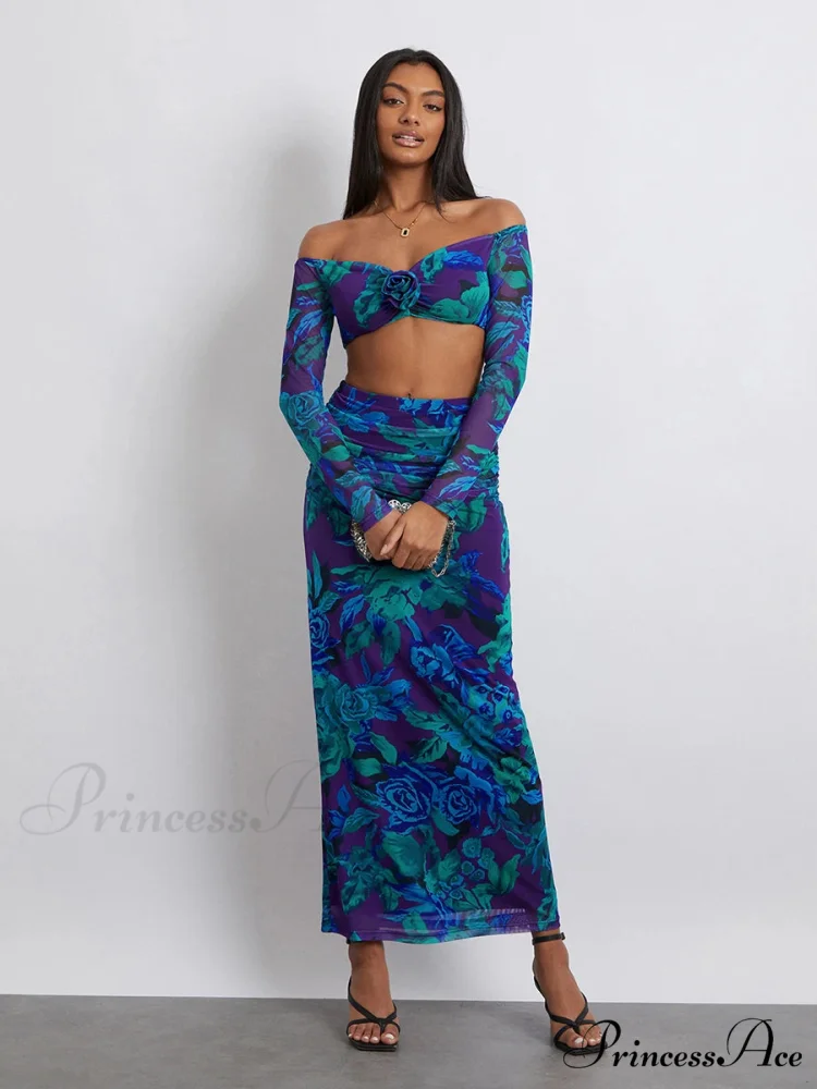 Off-Shoulder Crop Top High Waist Long Floral Skirt

Modified Title: Off-The-Shoulder Cropped Blouse Tall Waist Lengthy Flowered Skirt - Image 3