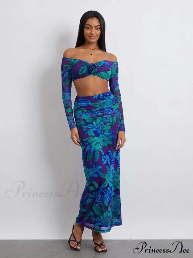 Off-Shoulder Crop Top High Waist Long Floral Skirt

Modified Title: Off-The-Shoulder Cropped Blouse Tall Waist Lengthy Flowered Skirt - Image 6