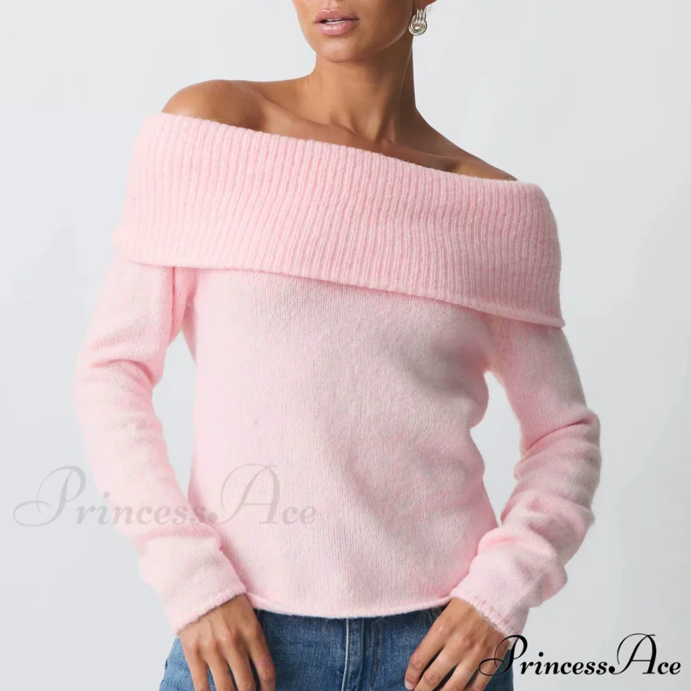 Off Shoulder Cropped Stylish Slouchy Knit Pullover Top - Image 3