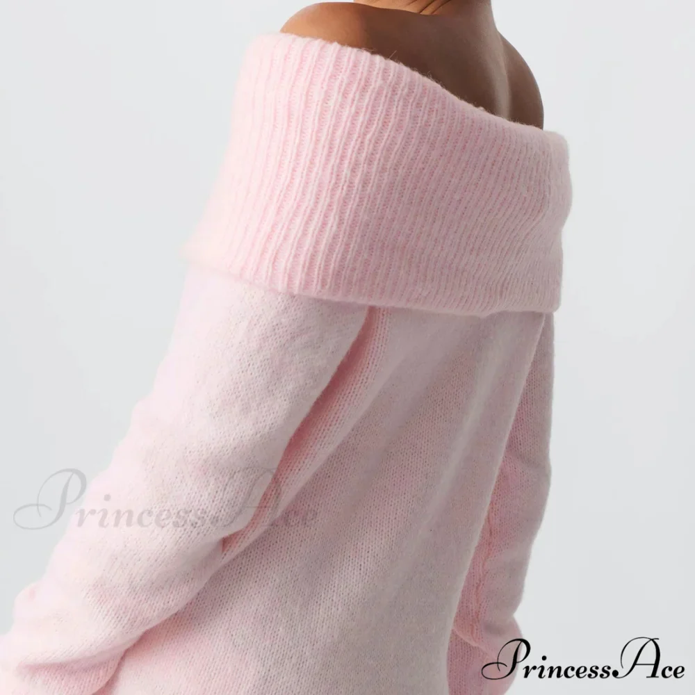 Off Shoulder Cropped Stylish Slouchy Knit Pullover Top - Image 4