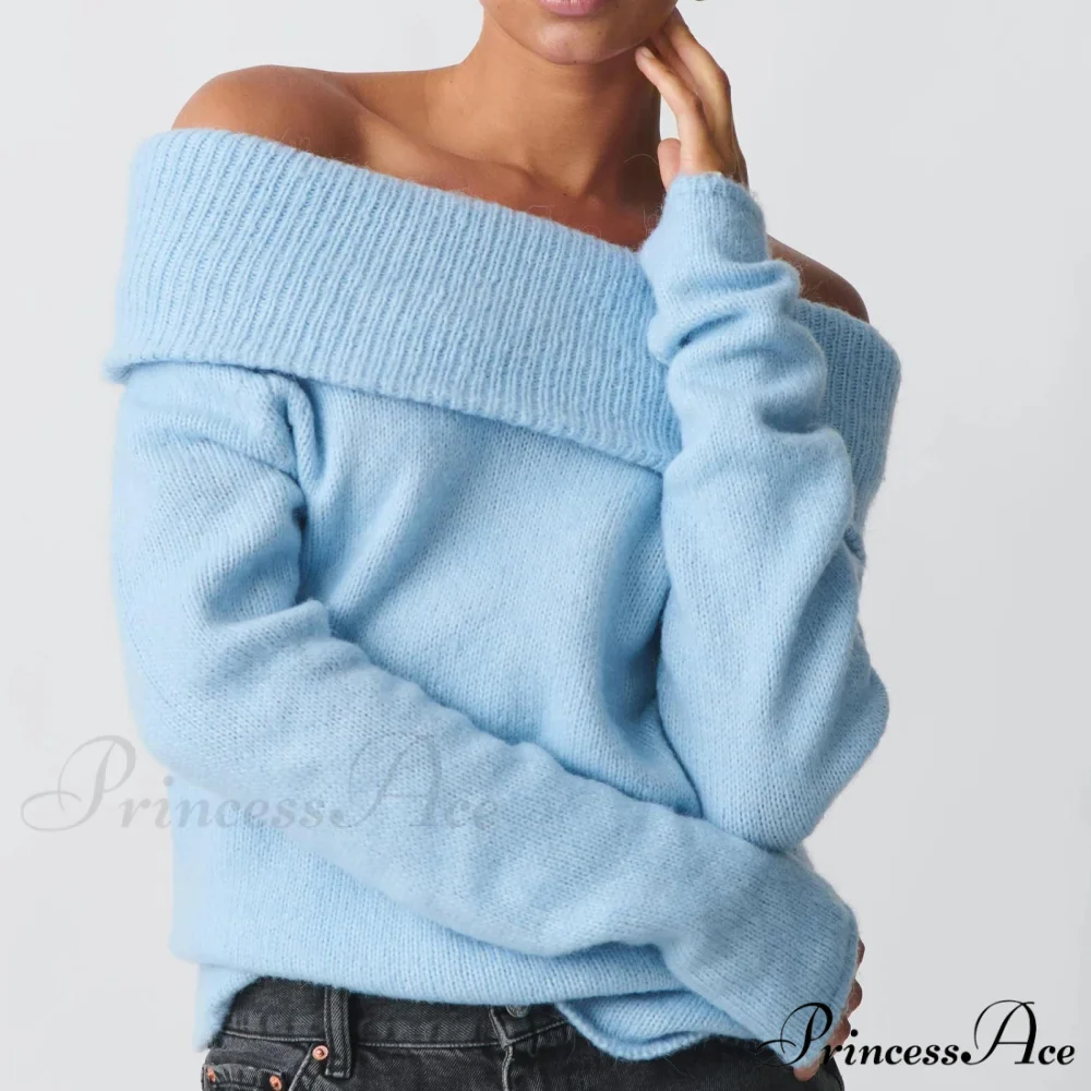 Off Shoulder Cropped Stylish Slouchy Knit Pullover Top - Image 5