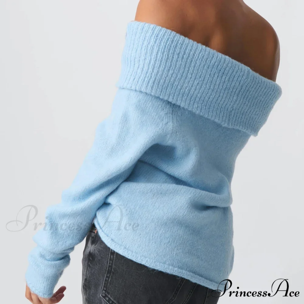 Off Shoulder Cropped Stylish Slouchy Knit Pullover Top - Image 6