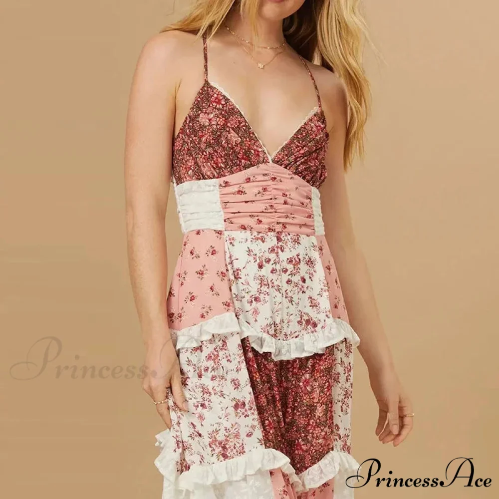 Off-Shoulder Elevated Waist Pleated Floral Dress - Image 2