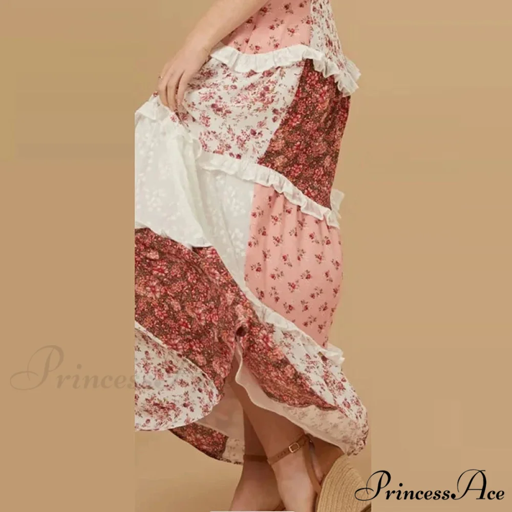 Off-Shoulder Elevated Waist Pleated Floral Dress - Image 3