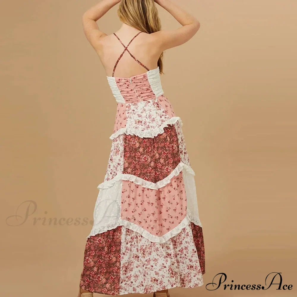 Off-Shoulder Elevated Waist Pleated Floral Dress - Image 4