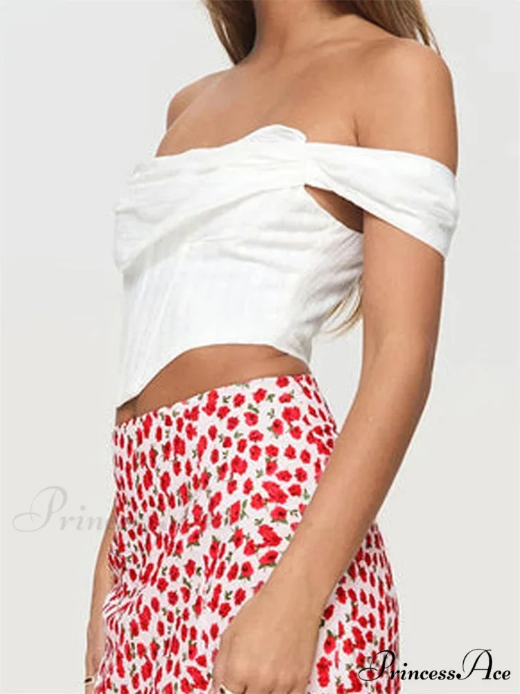 Off Shoulder Firm Zip Open-Back Tee Crop Top - Image 3