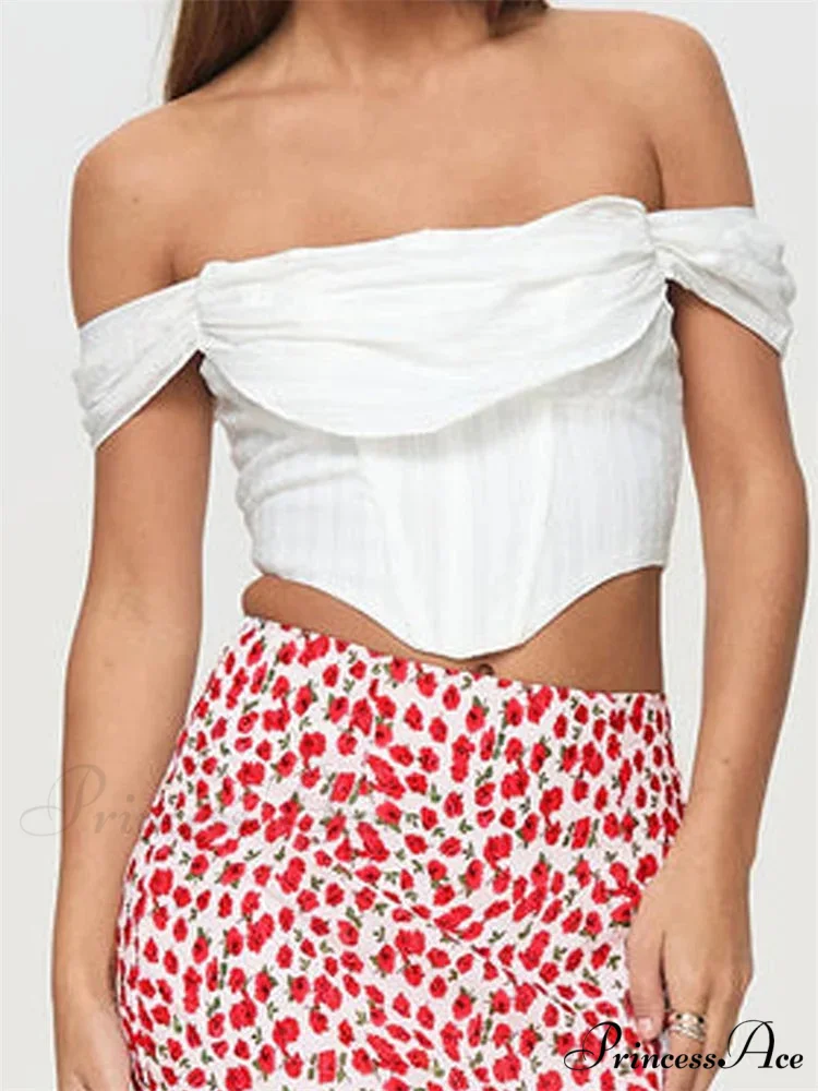 Off Shoulder Firm Zip Open-Back Tee Crop Top - Image 4