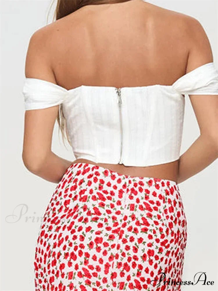 Off Shoulder Firm Zip Open-Back Tee Crop Top - Image 5