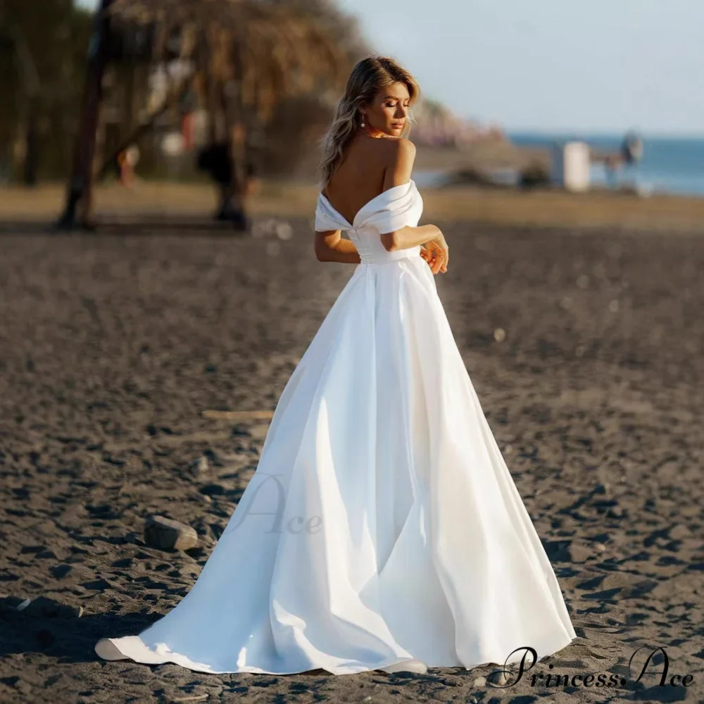 Off-Shoulder Glossy Transparent Wedding Gown - Image 2