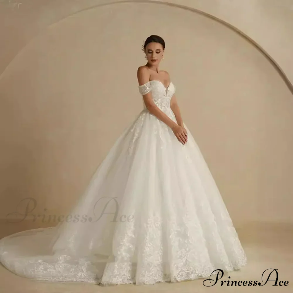 Off-Shoulder Majestic Elegance Wedding Gown - Image 2
