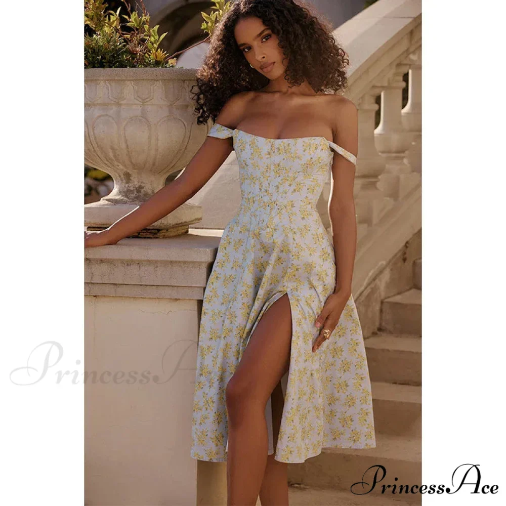 Off Shoulder Midi A-line Holiday Dress - Image 6