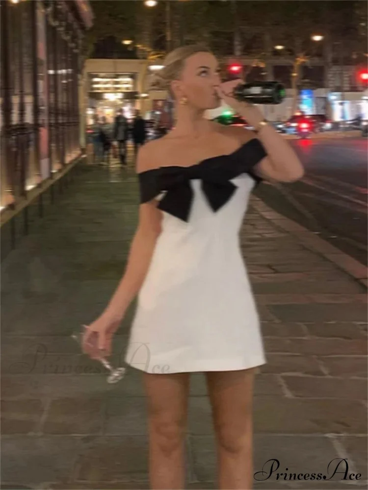 Off-Shoulder Ribbon Wrap Mini Dress - Image 5