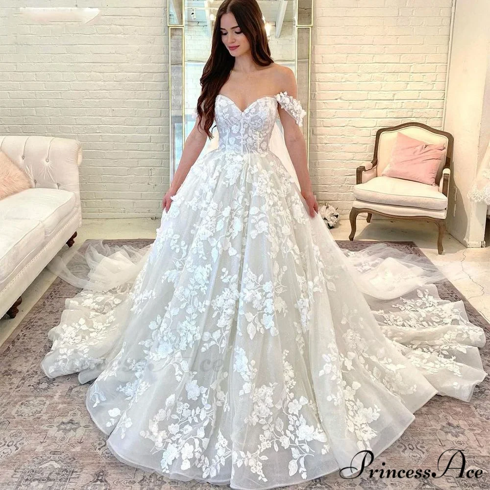Off-Shoulder Silk Extended Train Wedding Gown - Image 4